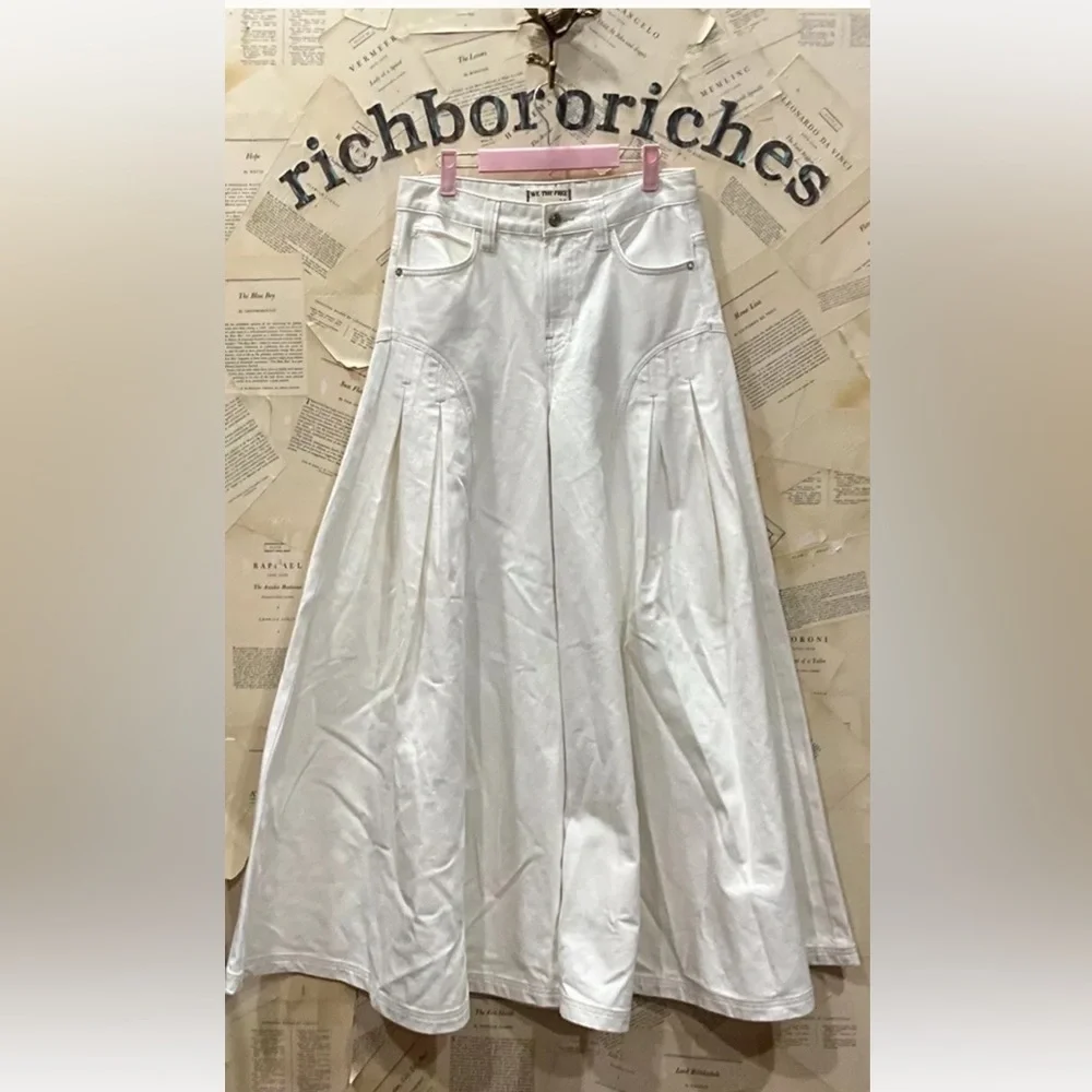 Free People Pandora Wide Leg Jeans We The Free Pleated Front Pockets Heavenly - Picture 5 of 7